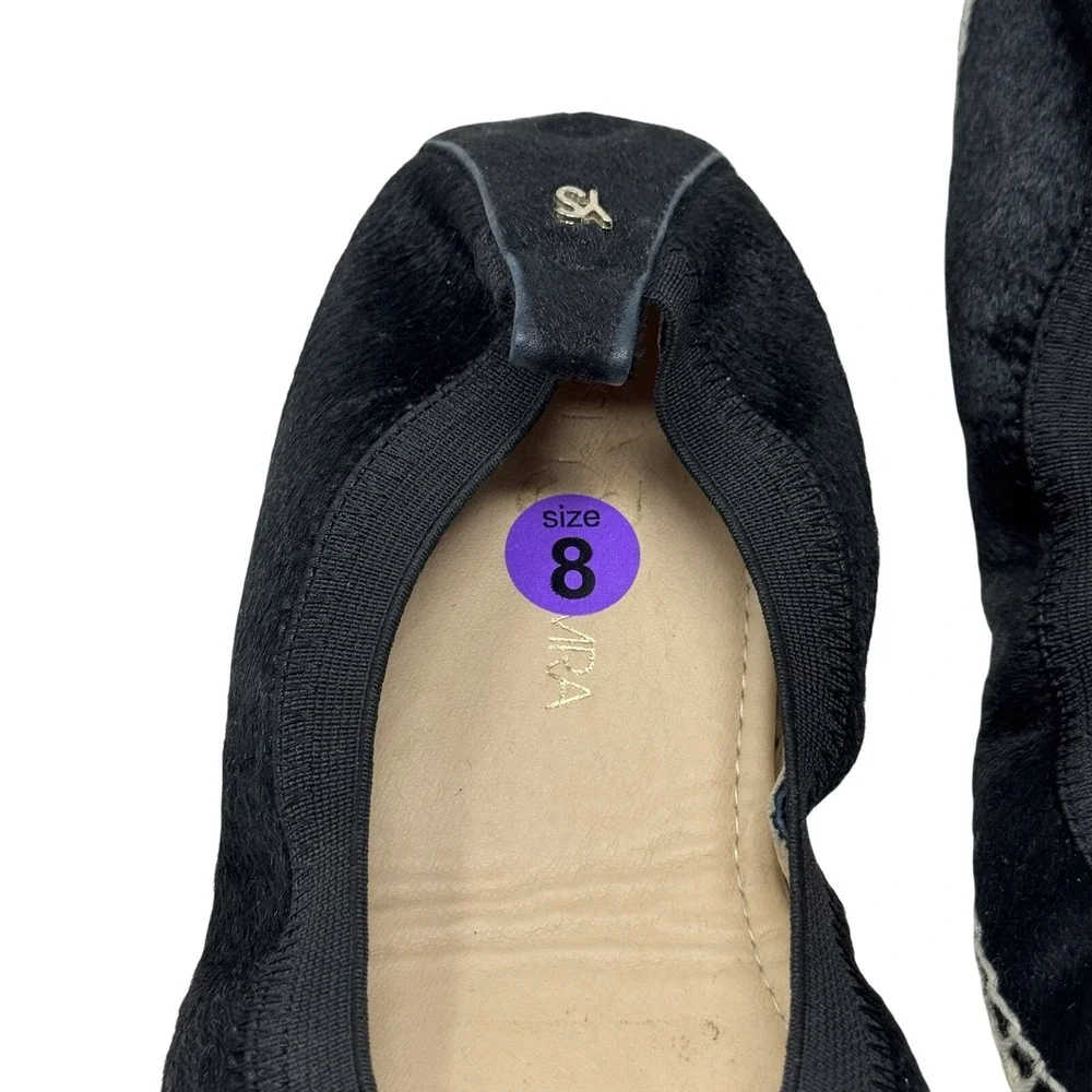 Yosi Samra Lara Womens 8 black Shoes Haircalf Espadrille Flats Foldable Ballet